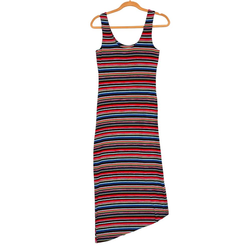 BAILEY 44 Anthropologie Rainbow Striped Luca Ruched Jersey Midi Maxi Dress Small - Picture 3 of 11